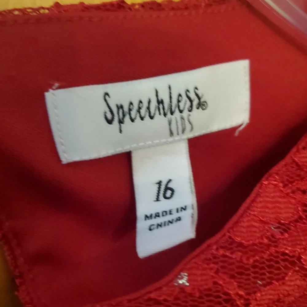 Speechless Dark‎ Red Glitter Lace Tulle Skirt Dress Size Girls 16 Christmas
